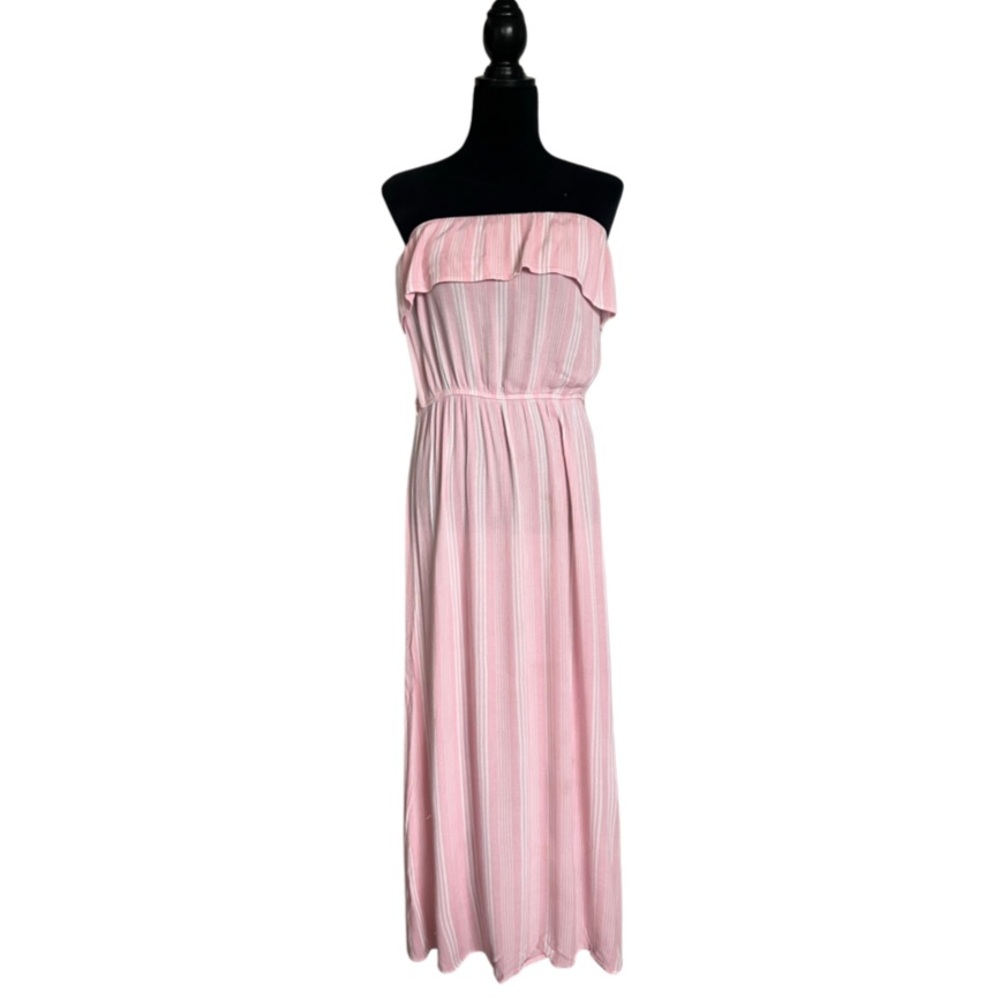 Chocolate Women’s Strapless Striped Off of the Shoulder Maxi Dress Size Large